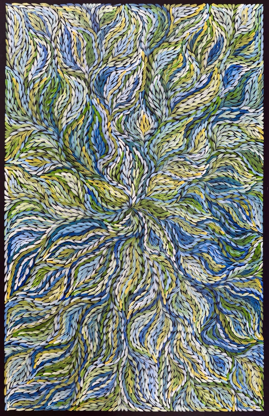 Rosemary Petyarre .Authentic Aboriginal Art. Bush yam flower, Size; 150 x 100cm