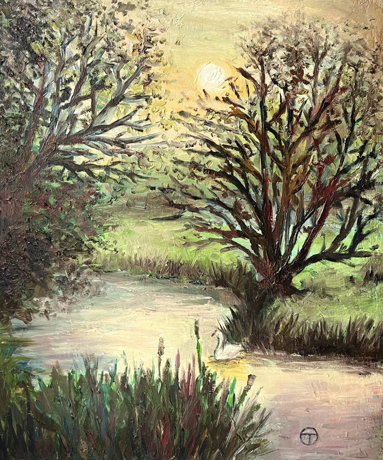 Landscape Original Oil Painting Nature 12×10 inches Ⓣ