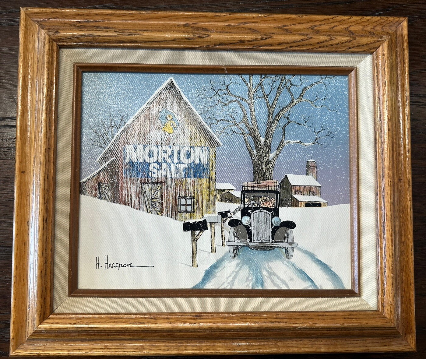 H. Hargrove Original Oil Serigraph Painting 27.5″x 23.5″ Morton Salt Certified