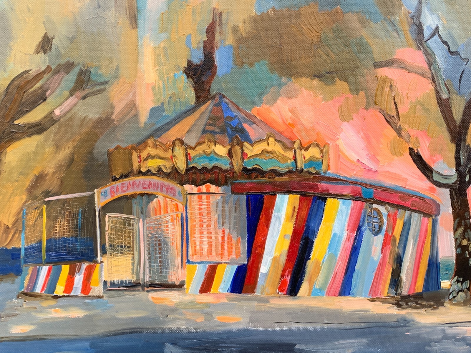Olga Prokopenko ORIGINAL Oil Painting Calesita Carousel Buenos Aires Wall Art