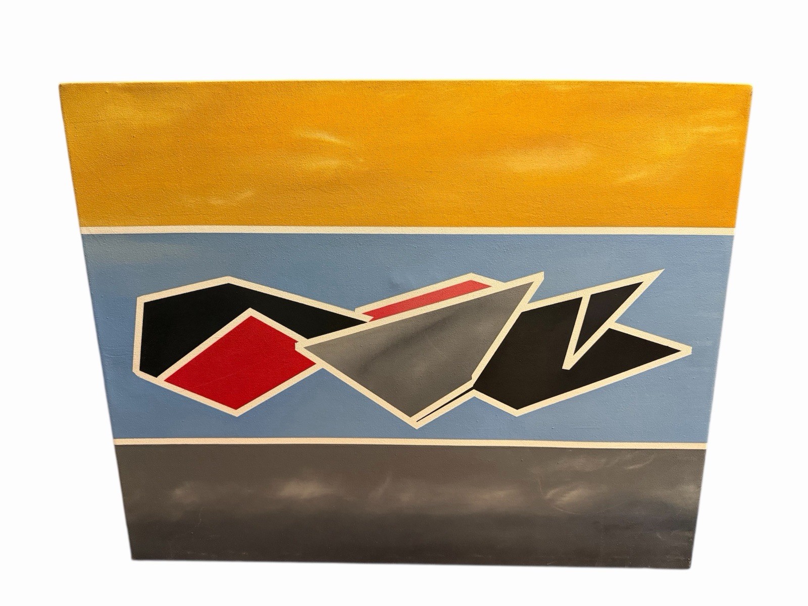 Large Geometric Abstract Modernist Oil Painting on Canvas – Multi Color
