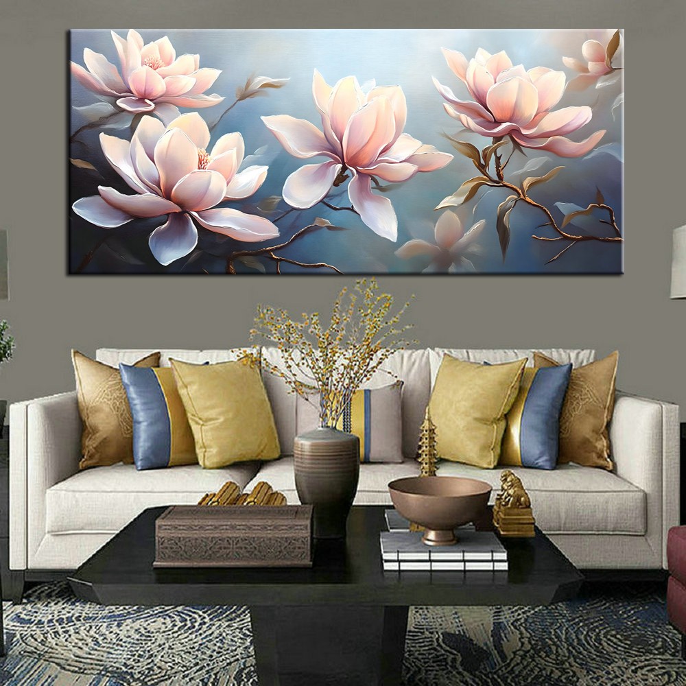 Magnolia Serenity Blossom Modern Hand painted Wall Art Floral Oil Painting Repro