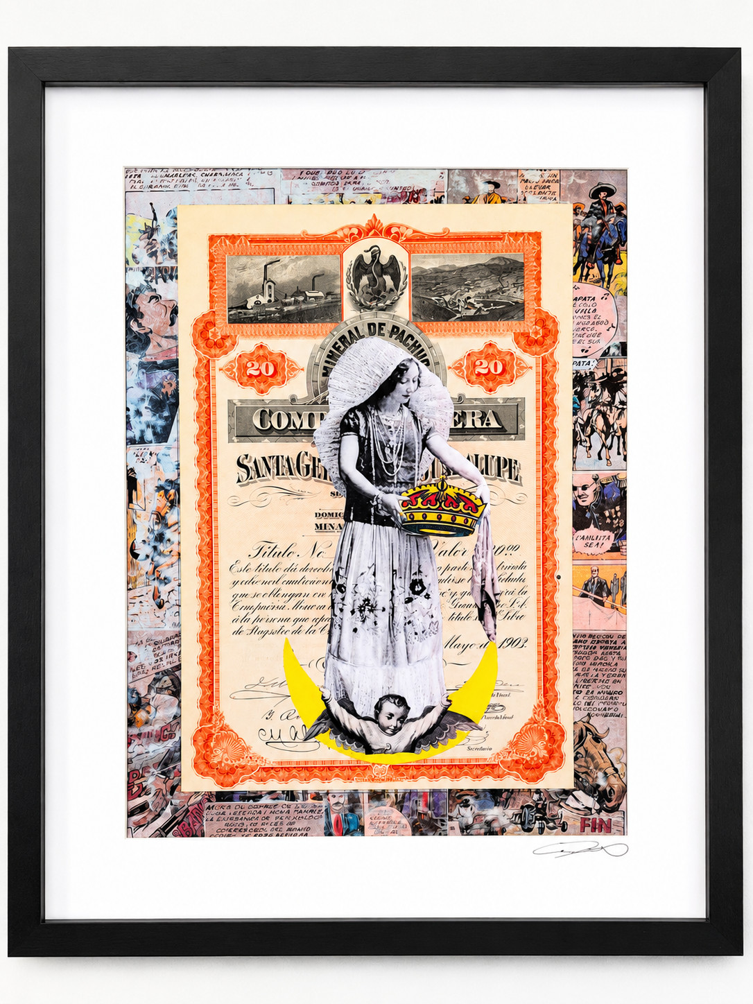 Mexican Tehuana Collage Pop Art Artwork Comics Oaxaca Virgin 1903 stock