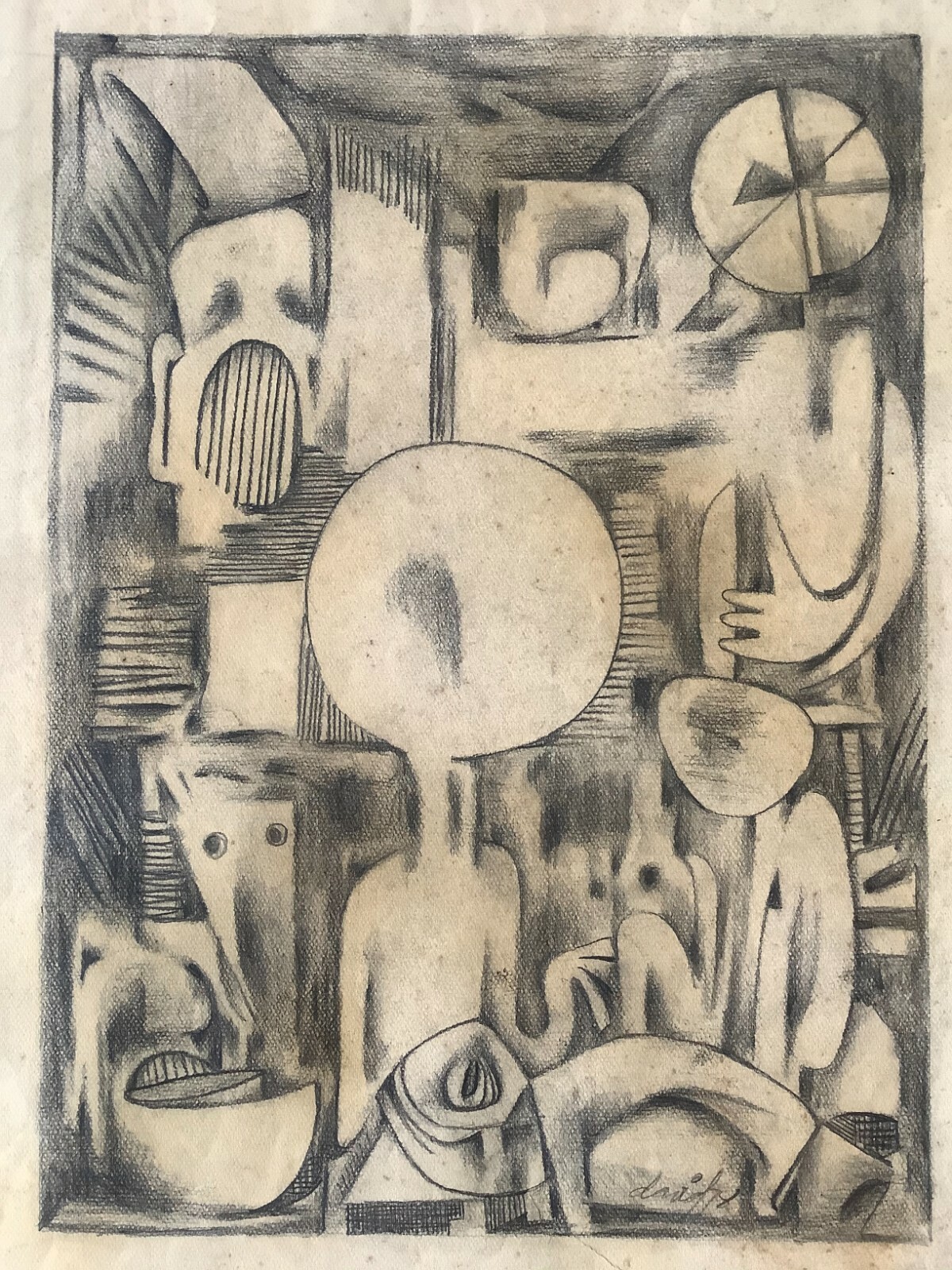 Juan David. Painting. Polivalente, 1978. Graphite on cardboard. Original signed