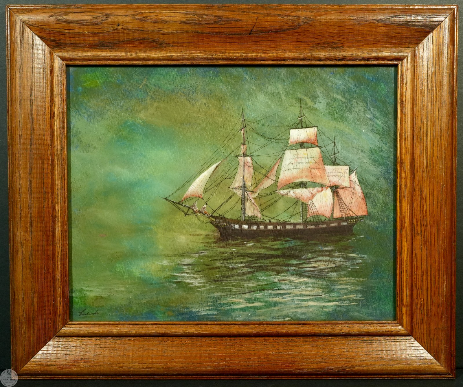 Vintage Seascape Marine Acrylic Painting «Fog Ahead» By George L. Fredricks