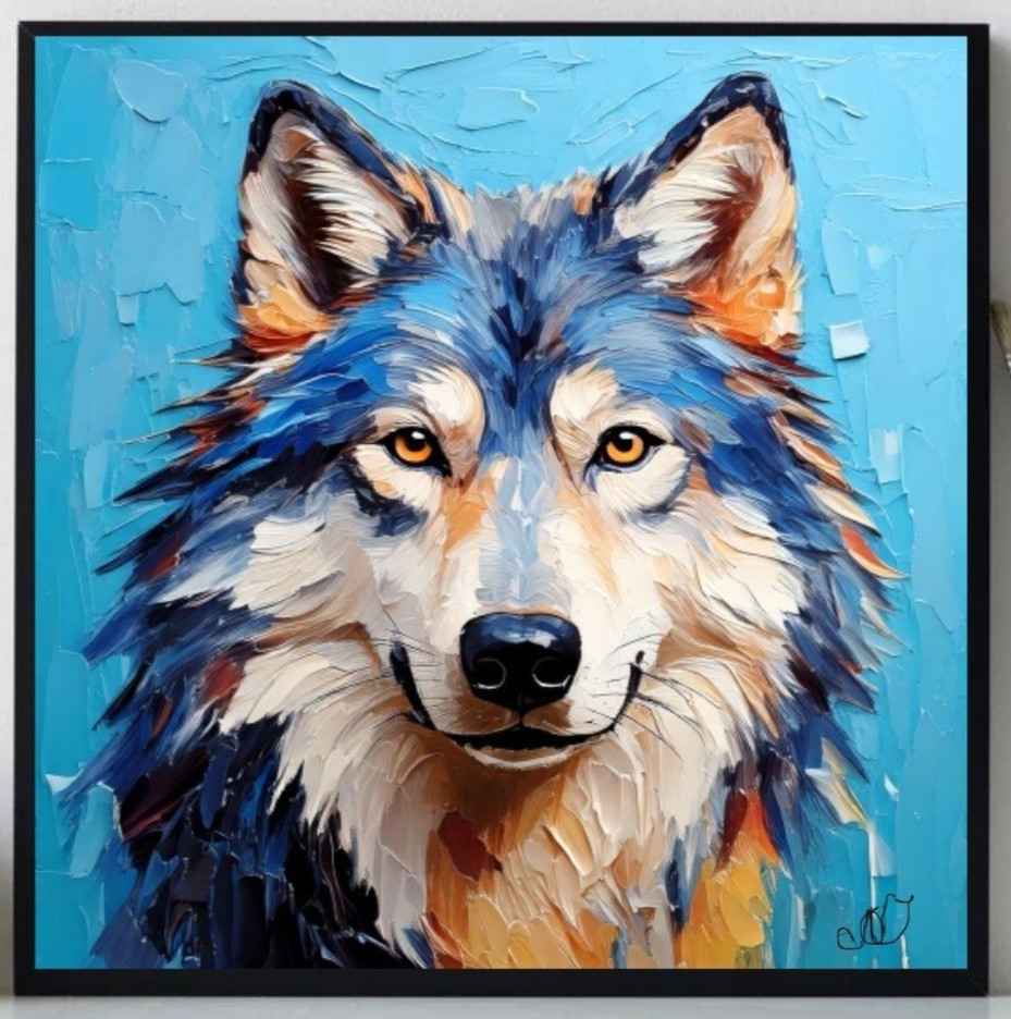 ORIGINAL Oil PAINTING on Canvas Wolf Art 12×12 in Textured Artwork Custom Order