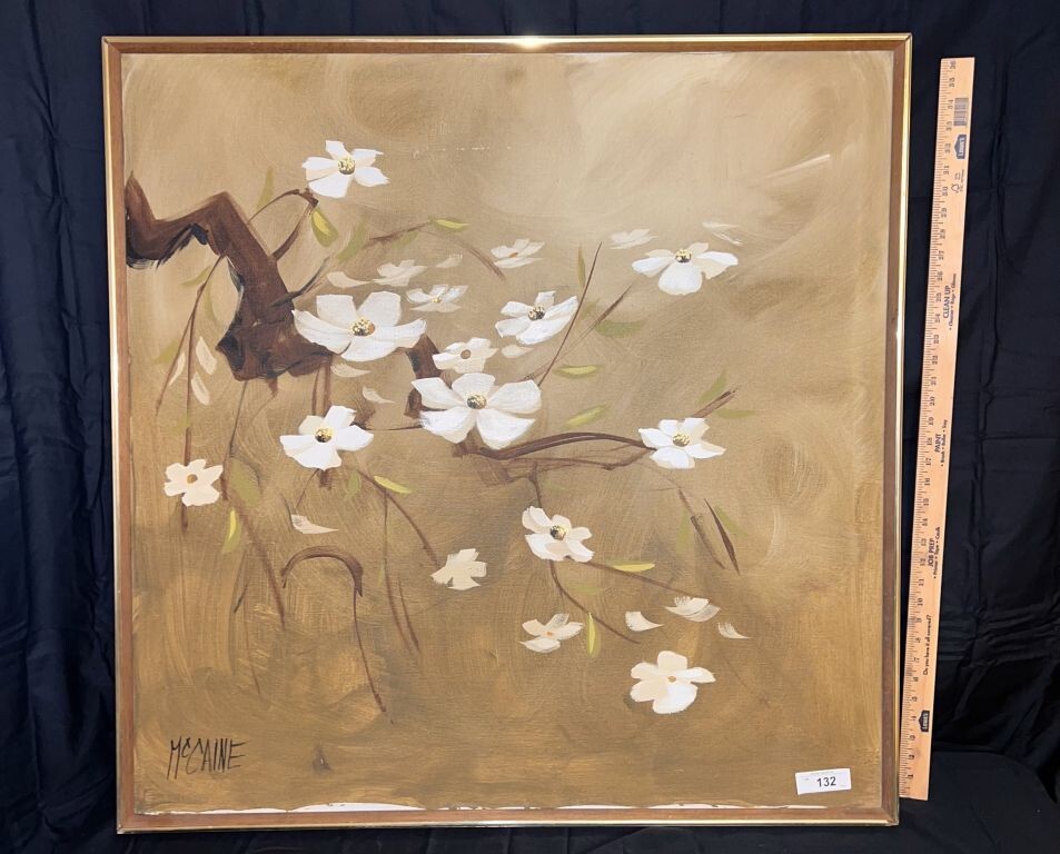 Robert McCaine «Cherry Blossoms» Original Oil Painting Large Framed 37″ X 37″