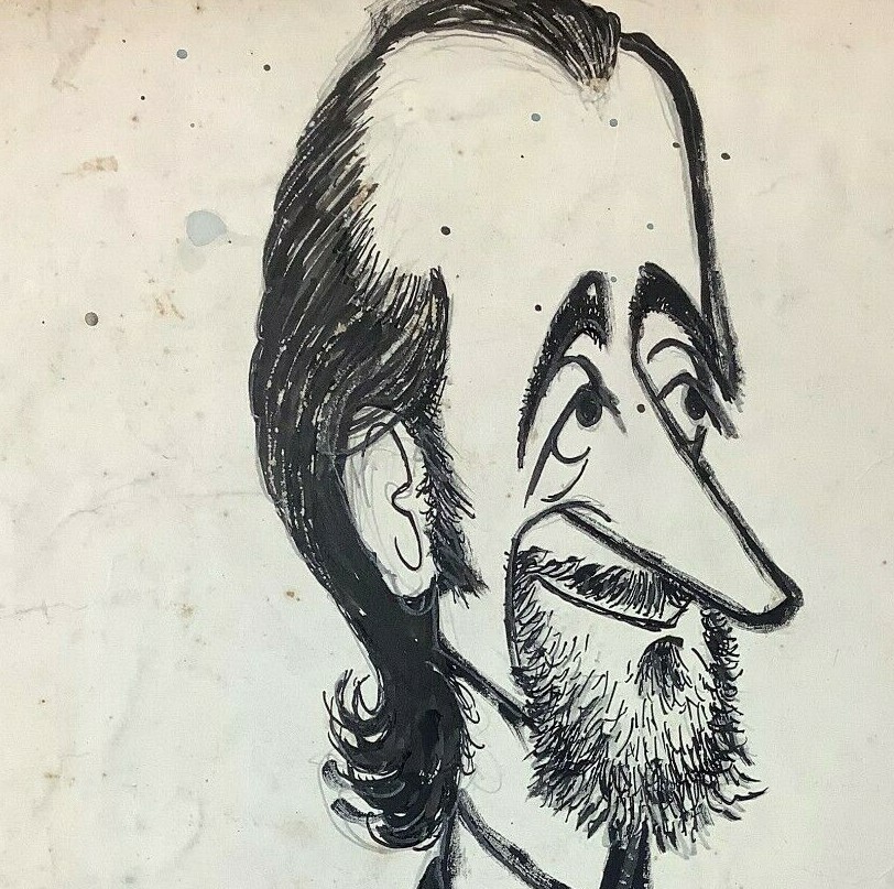Juan David. Caricature. Sastre, 1972. Mixed media on light cardboard.