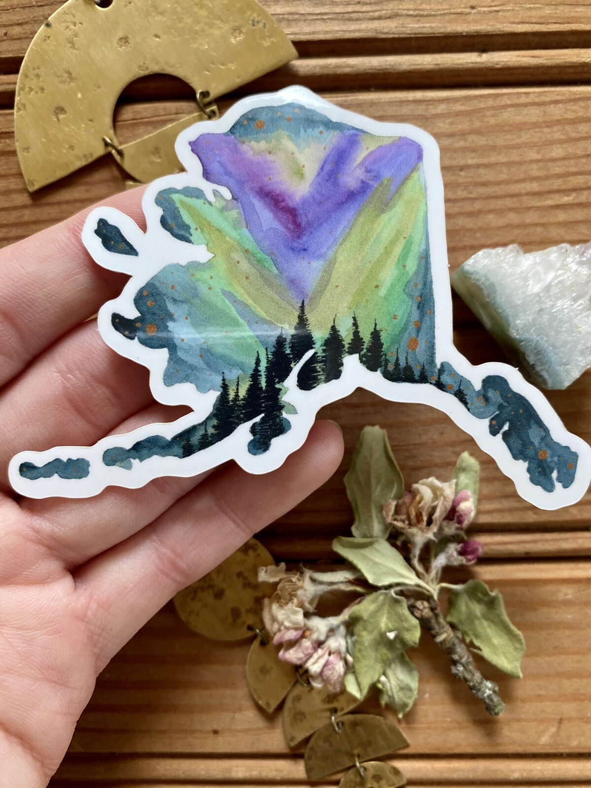 Aurora Borealis Northern Lights State Of Alaska Colorful Sticker Decal Art Gift