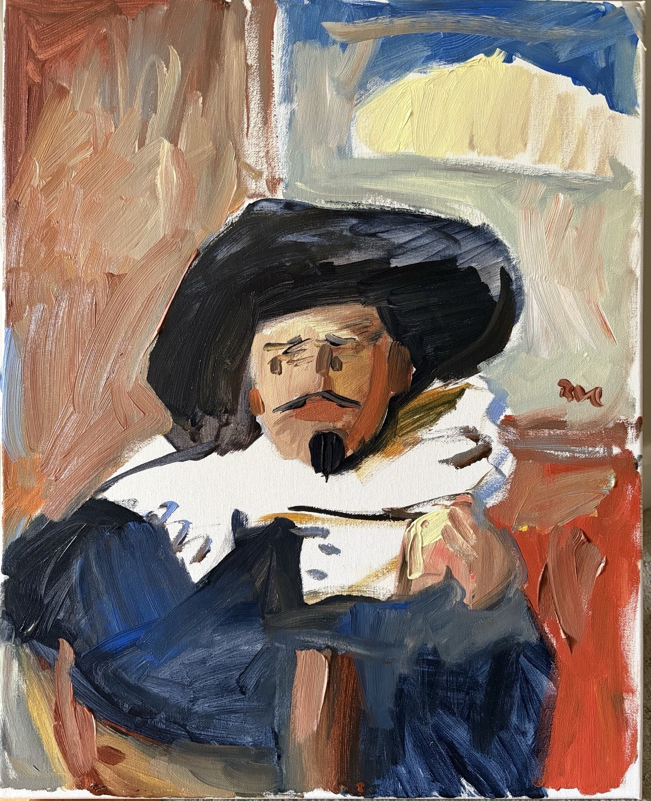 Cubist Spanish Man Portrait Painting On Canvas 16”x20” Original Signed