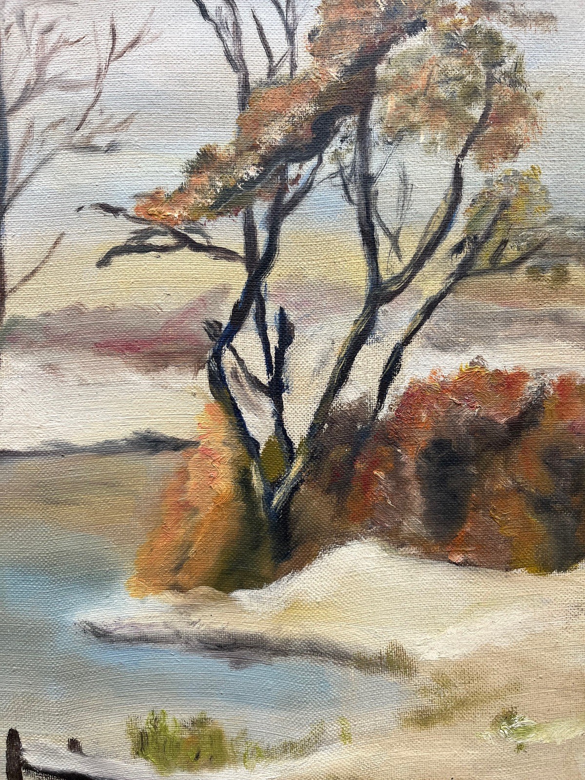 Impressionist Seascape Winter Landscape Oil Painting, Framed, 45×35 cm
