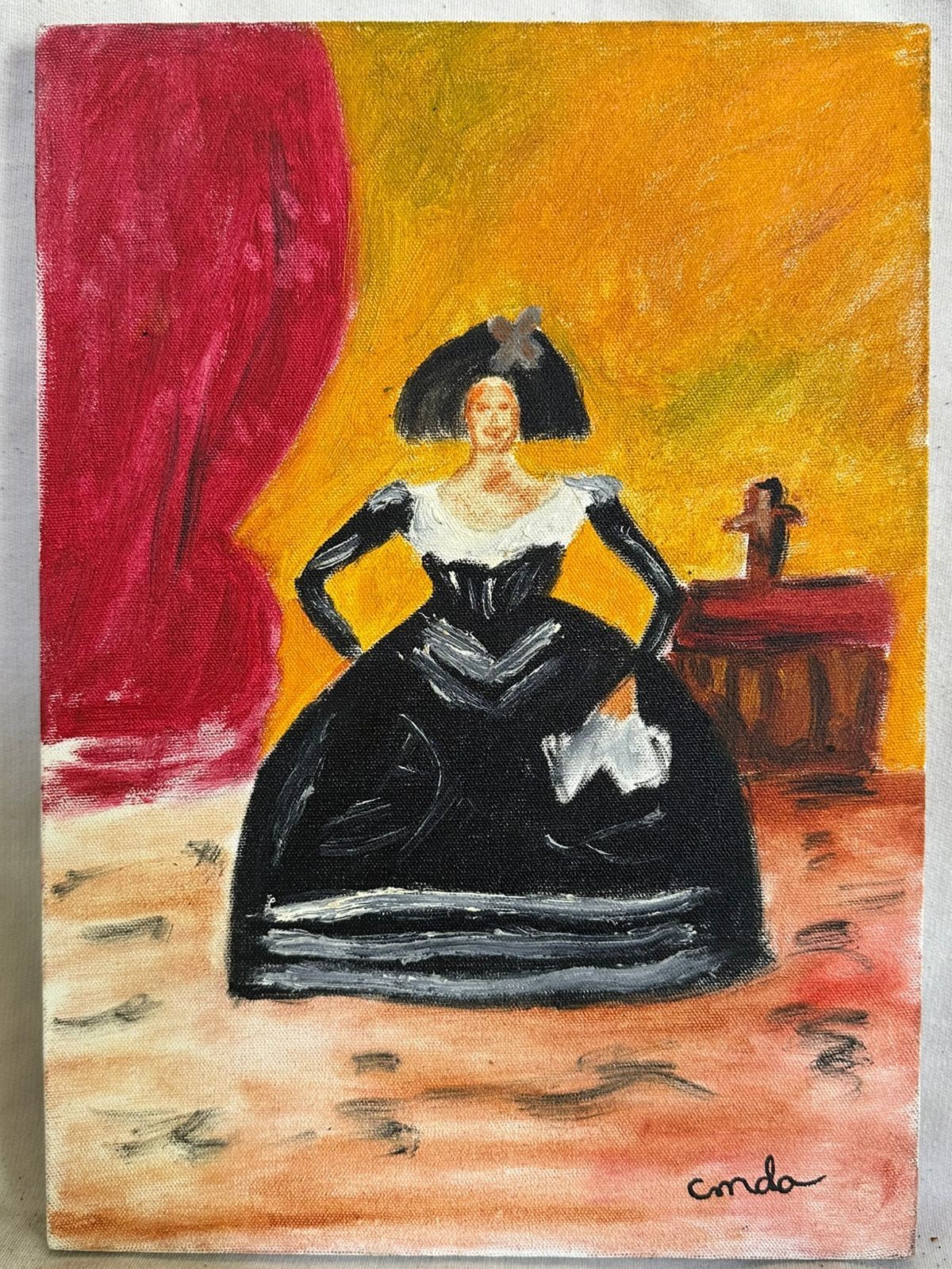 George Condo painting oil on canvas signed stamped vintage