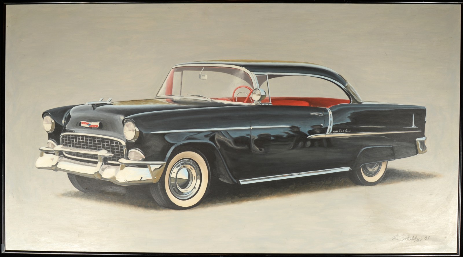Original Hyperrealist Painting of 1955 Chevrolet Bel Air
