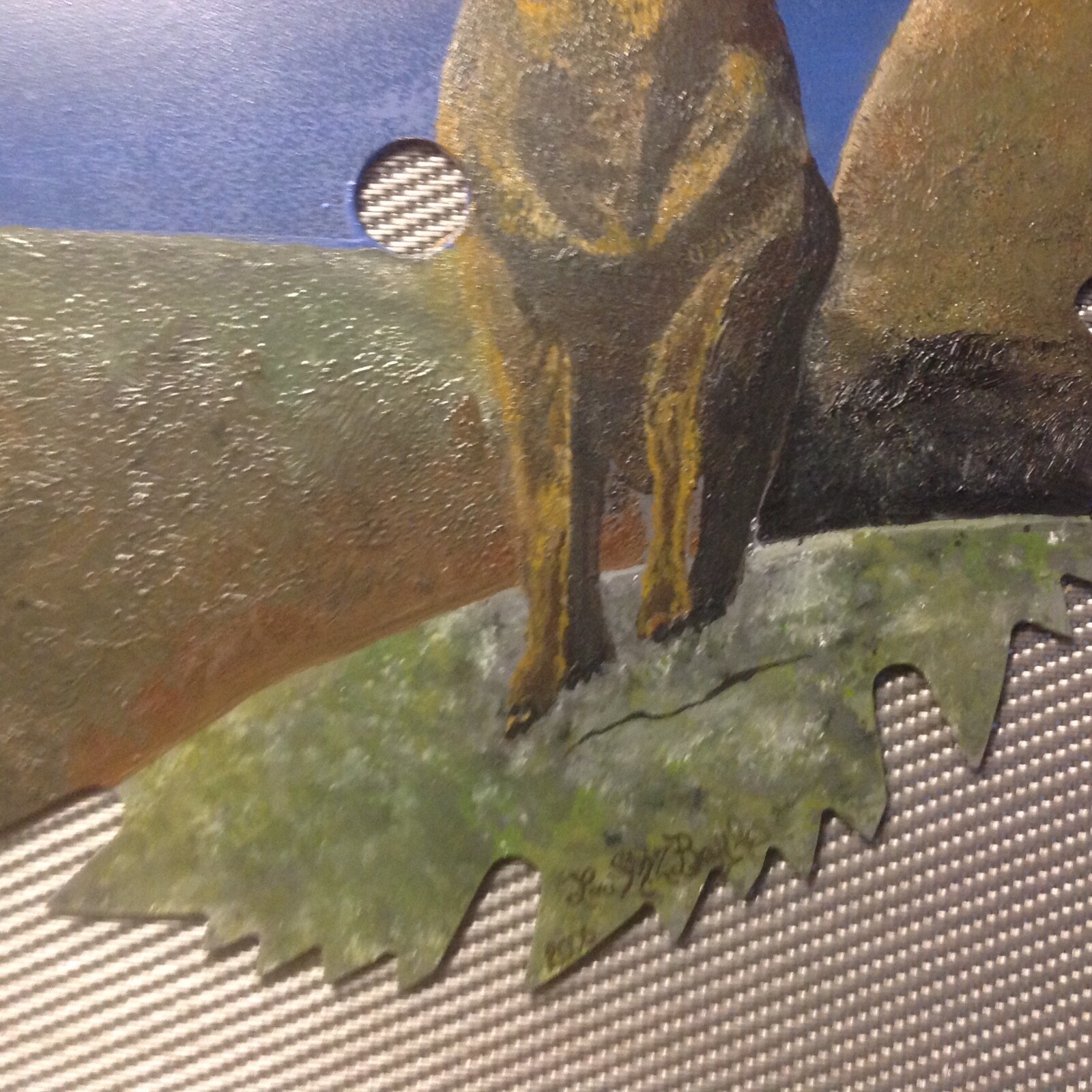 Original Art Painting Rare Mountain Goat Ram 🐑 Saw Blade Signed Lori Ball~Aries