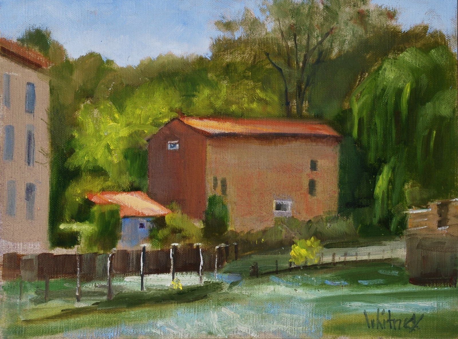 River Painting Fountaine de La Sorgue Provence Original Oil 9×12 Sue Whitney