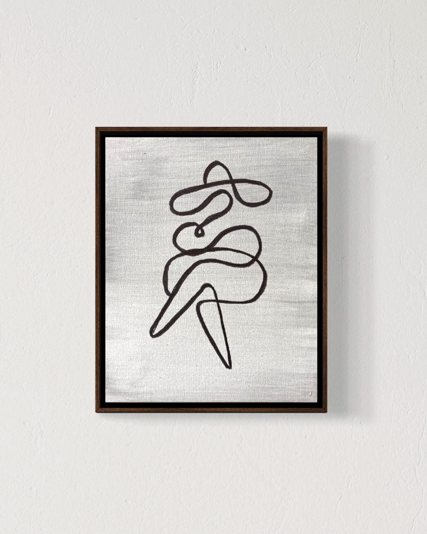 Woman Wearing Summer Hat 8×10 Canvas Abstract Minimalist Original Line Art