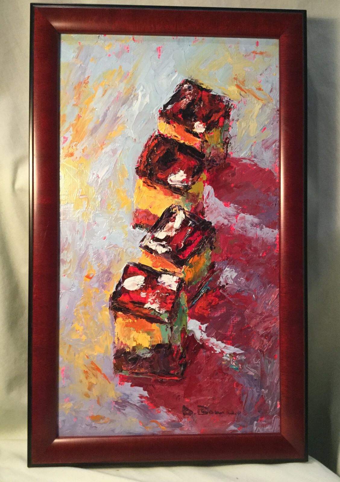 Untitled Dessert Oil Painting On Board Dorothy Bonneau Roughly 14 3/16″x7 15/16″