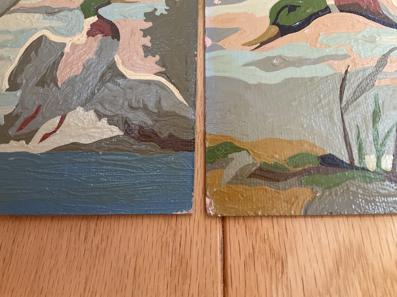 Mallards Ducks in Flight Portrait Paint By Number Set Unframed on Board Vintage