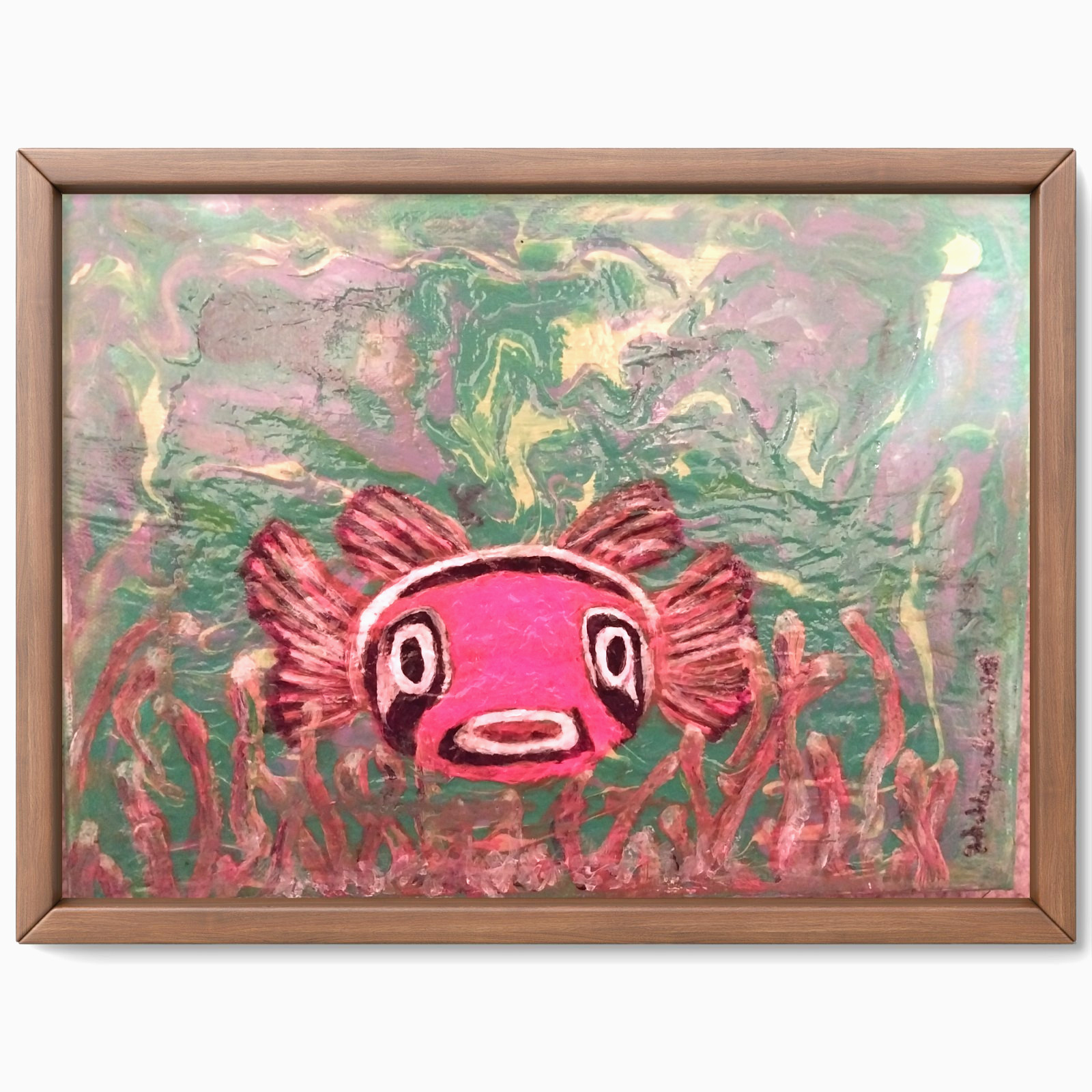 BACH Clown Fish Original Signed Partially Poured Vibrant Acrylic Painting COA