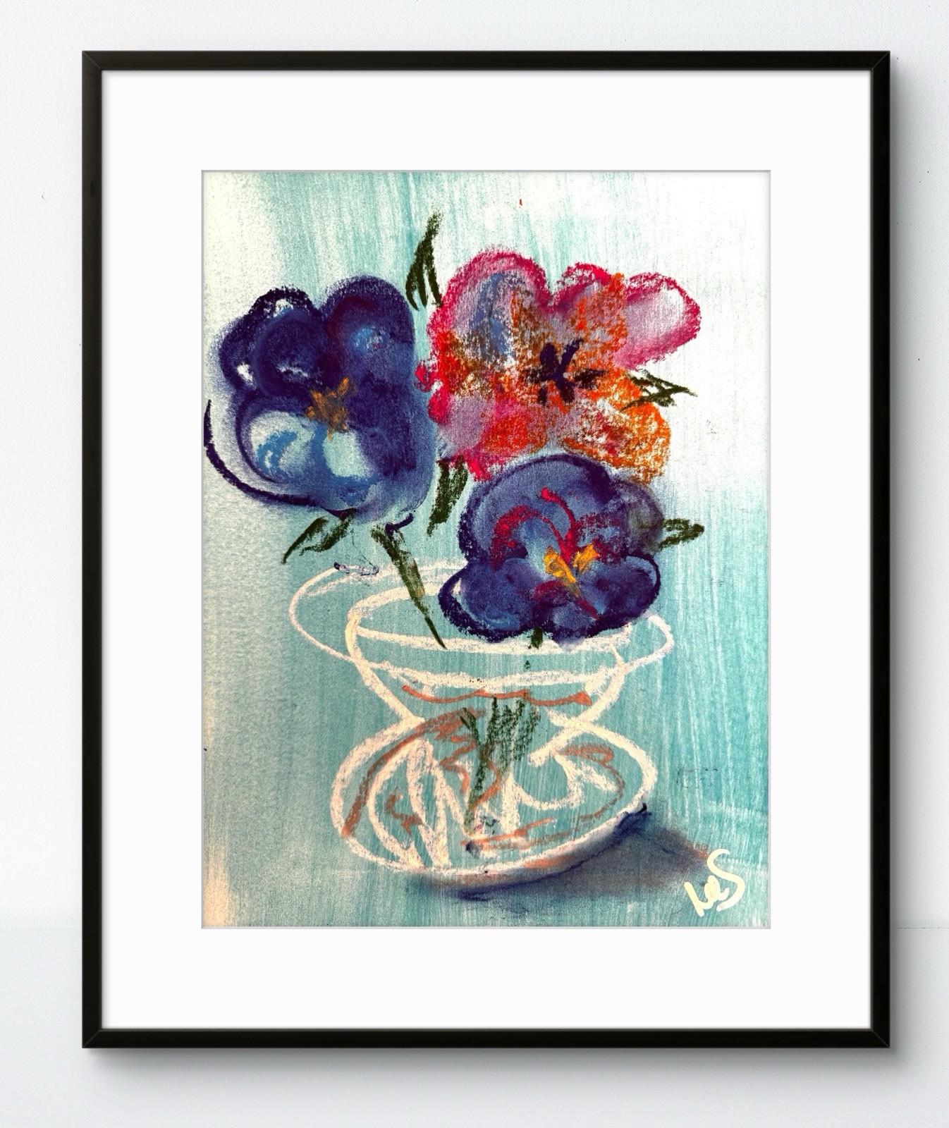 Original Art Pansies 9×12 Colorful Abstract Expressive Paper Fine Art Decor