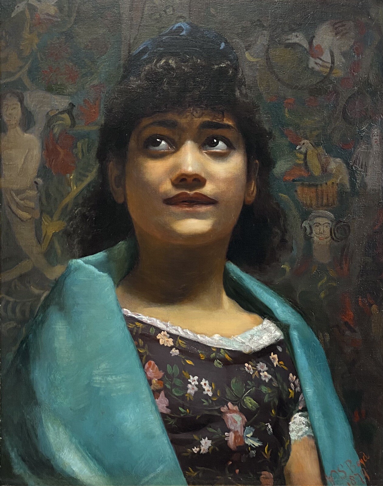 Exceptional 1879 A Mulatto Girl Portrait by Walter Scott Boyd Oil Signed 19th C.