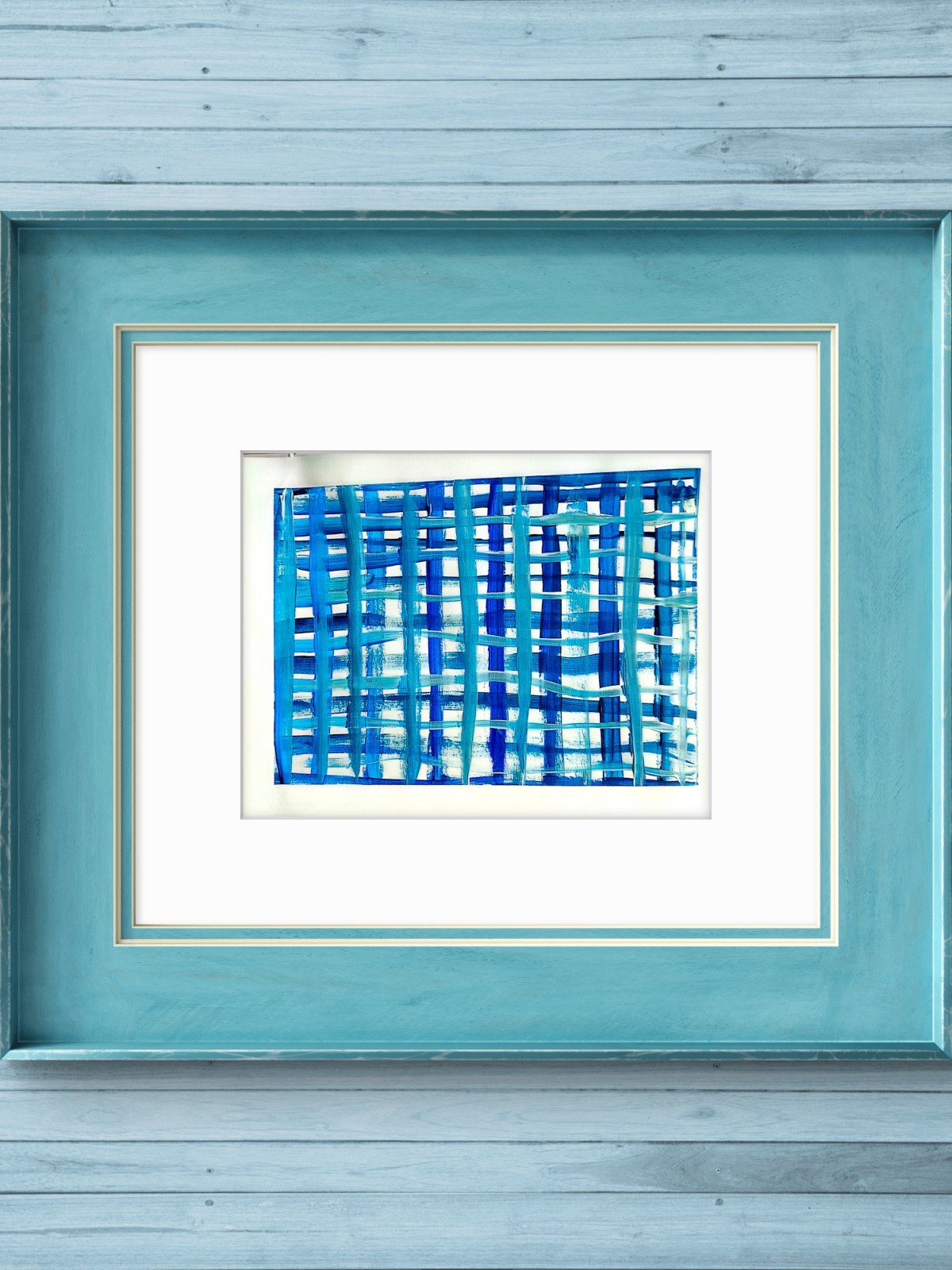Blue Abstract Woven Pattern Contemporary Expressionist 12×12 Paper