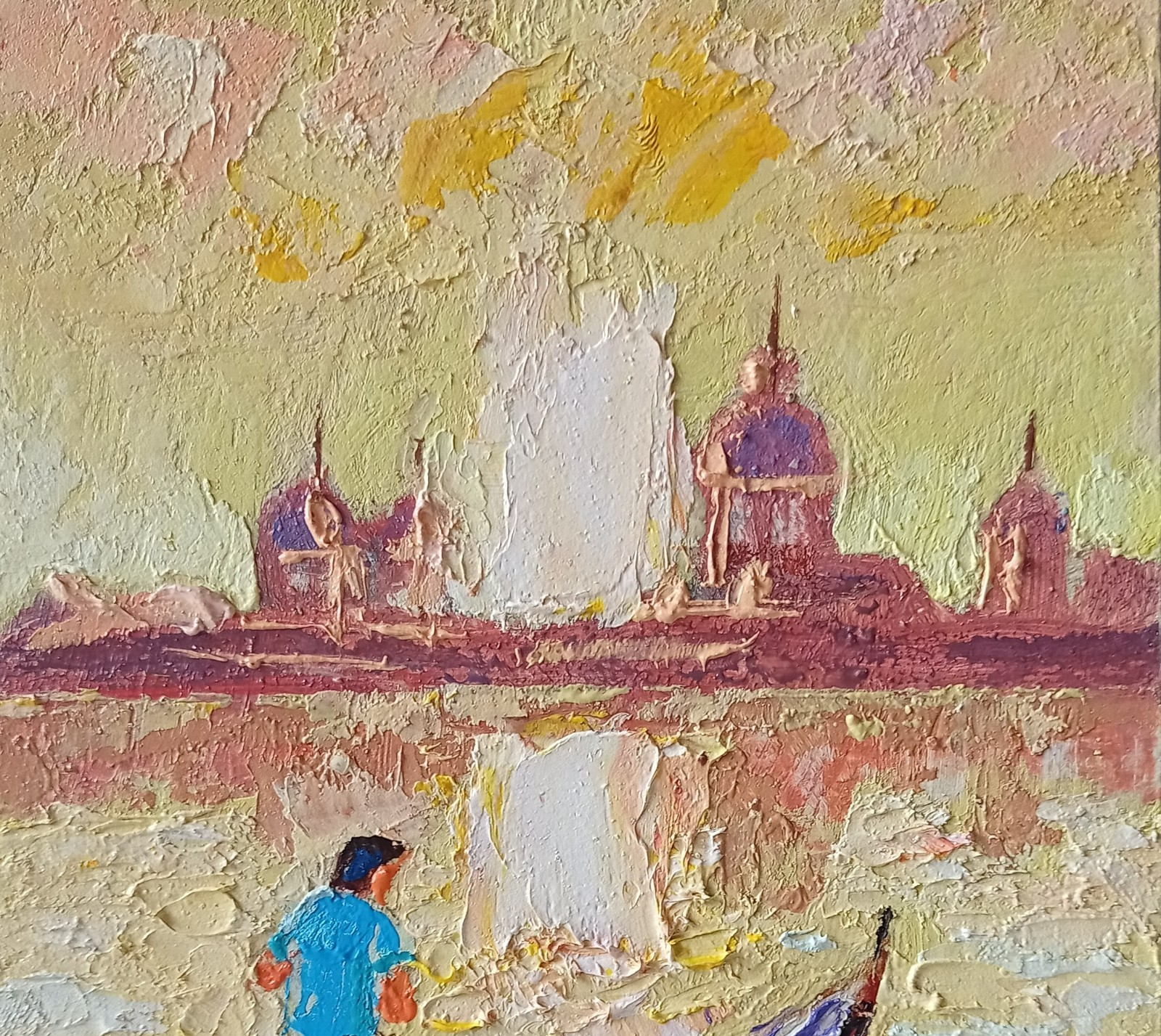 Venice Impasto Painting Original Art Impression Oil Painting 7.8 x 6 in