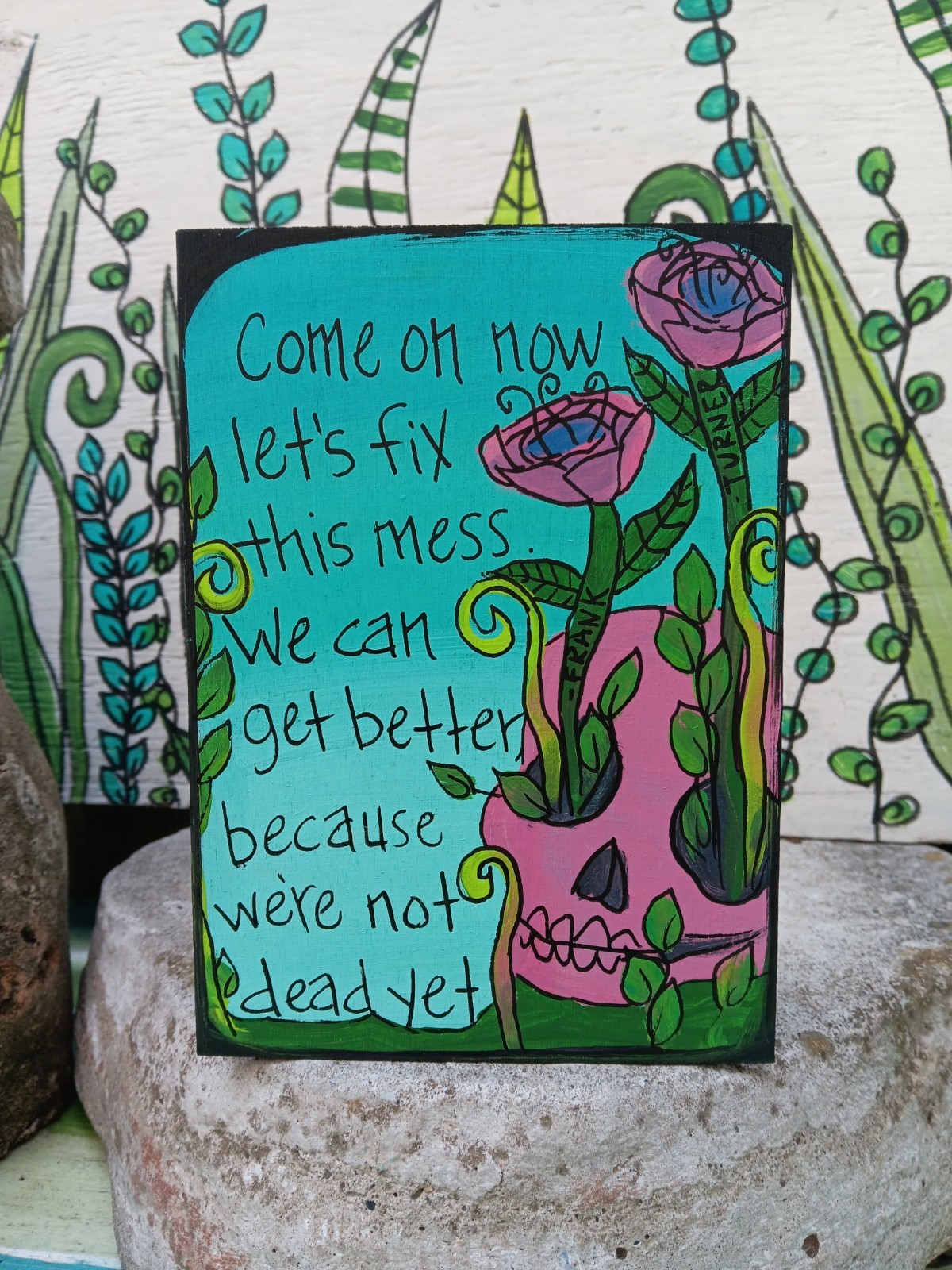Frank Turner Lyric Painting 7 x 5″ wood, Get Better Song Art Sign, Punk Rock