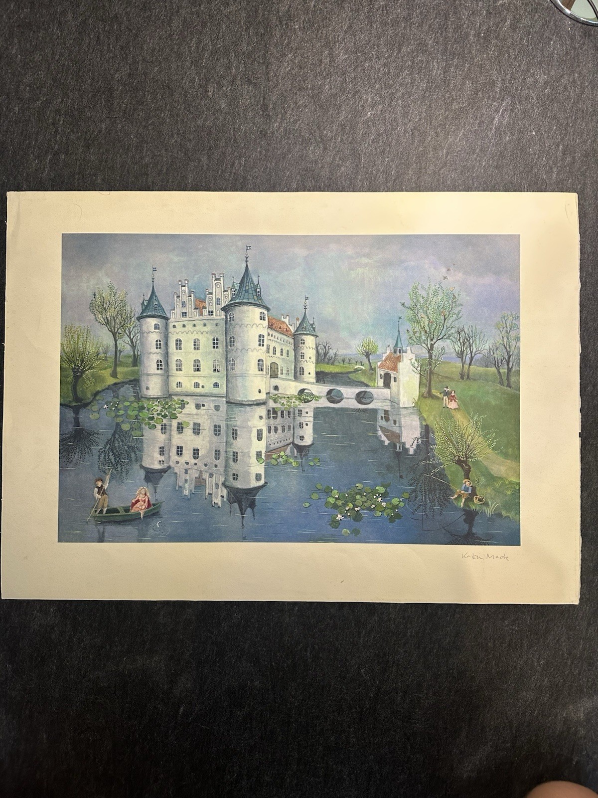 MACK KARIN Litho Castle Glücksburg Lovers On The Pond Idyllic Summer