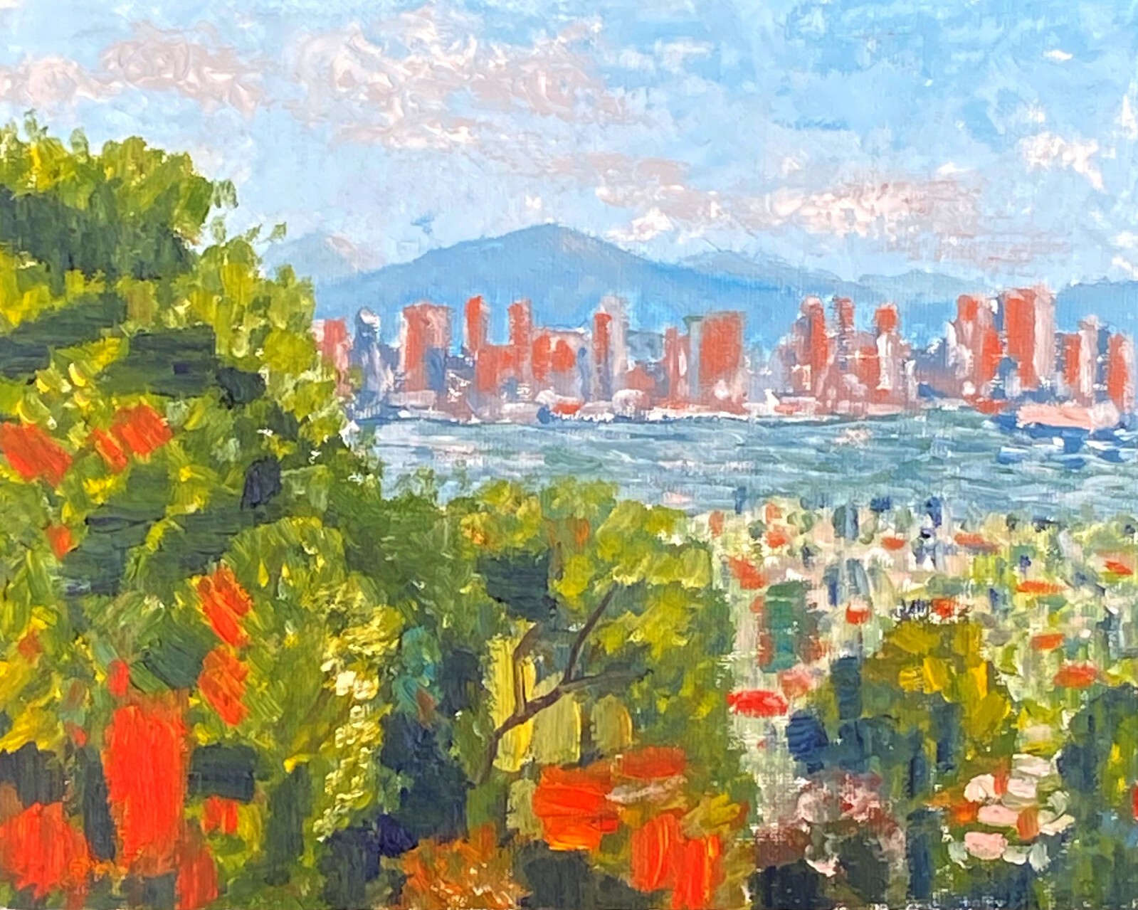 Gorgeous Oil Painting. San Diego Cityscape. Original. Impressionist Painting Art