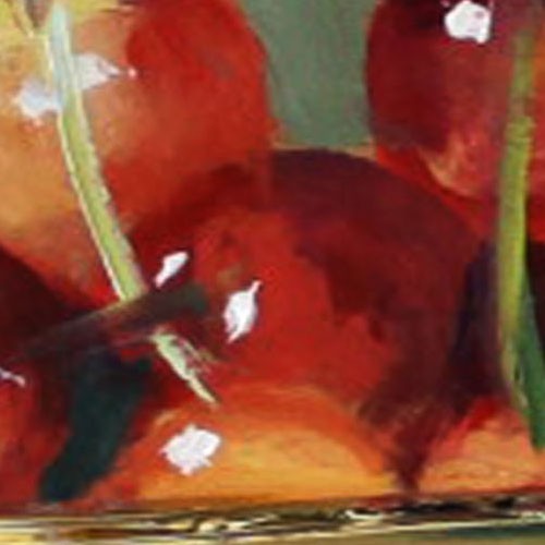 RED CHERRIES still life Oil painting UKRAINE 8X8