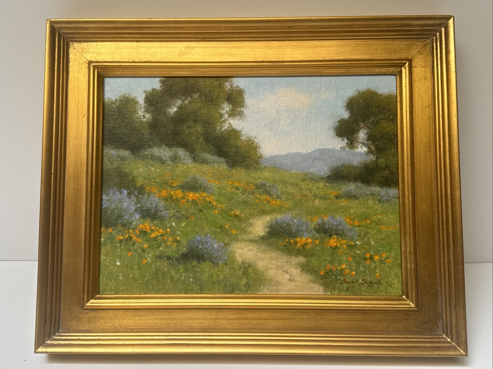 David Chapple Painting California Landscape Spring Bloom Blooming Poppies 12”