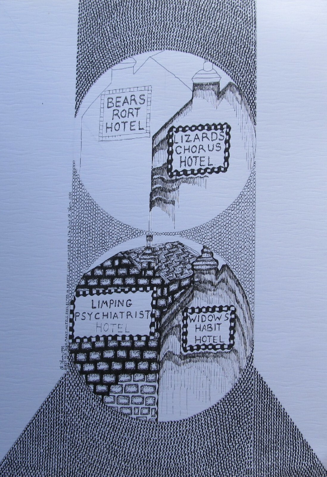 ROWAN THOMSON AUSTRALIAN INK «DIRTY OLD TOWN MANY HOTELS REFLECTED» 1999
