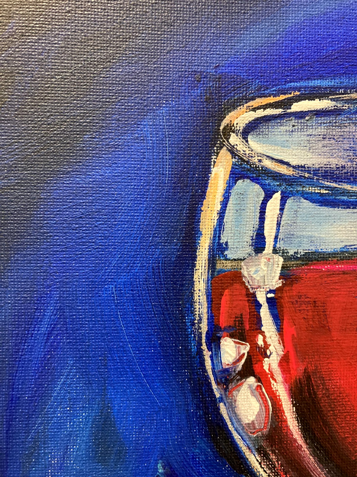 SLOOG Original Art Bold Color Modern Still Life Painting 11×14 Glass of Wine