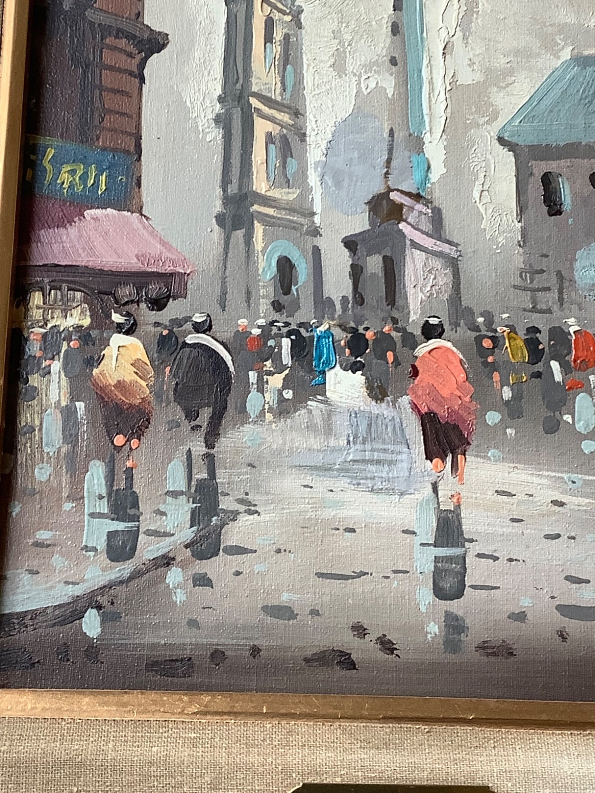 ANTONIO DE VITY IMPRESSIONIST SIGNED PAINTING PARIS STREET SCENE 16.5″ X 14.5″
