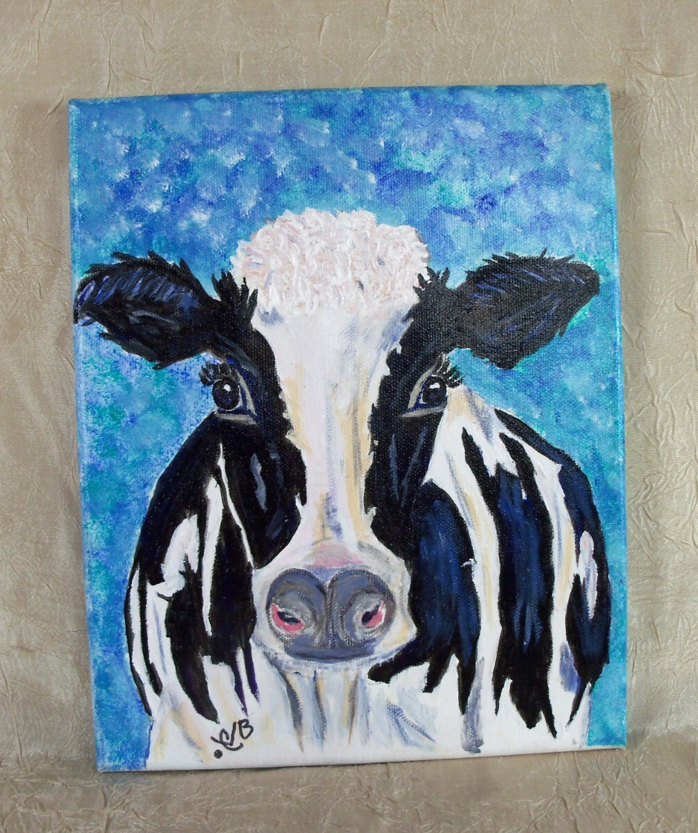Cow Painting Farmhouse Animal Pet Portrait Artwork Farming Wall Art 8″x10″