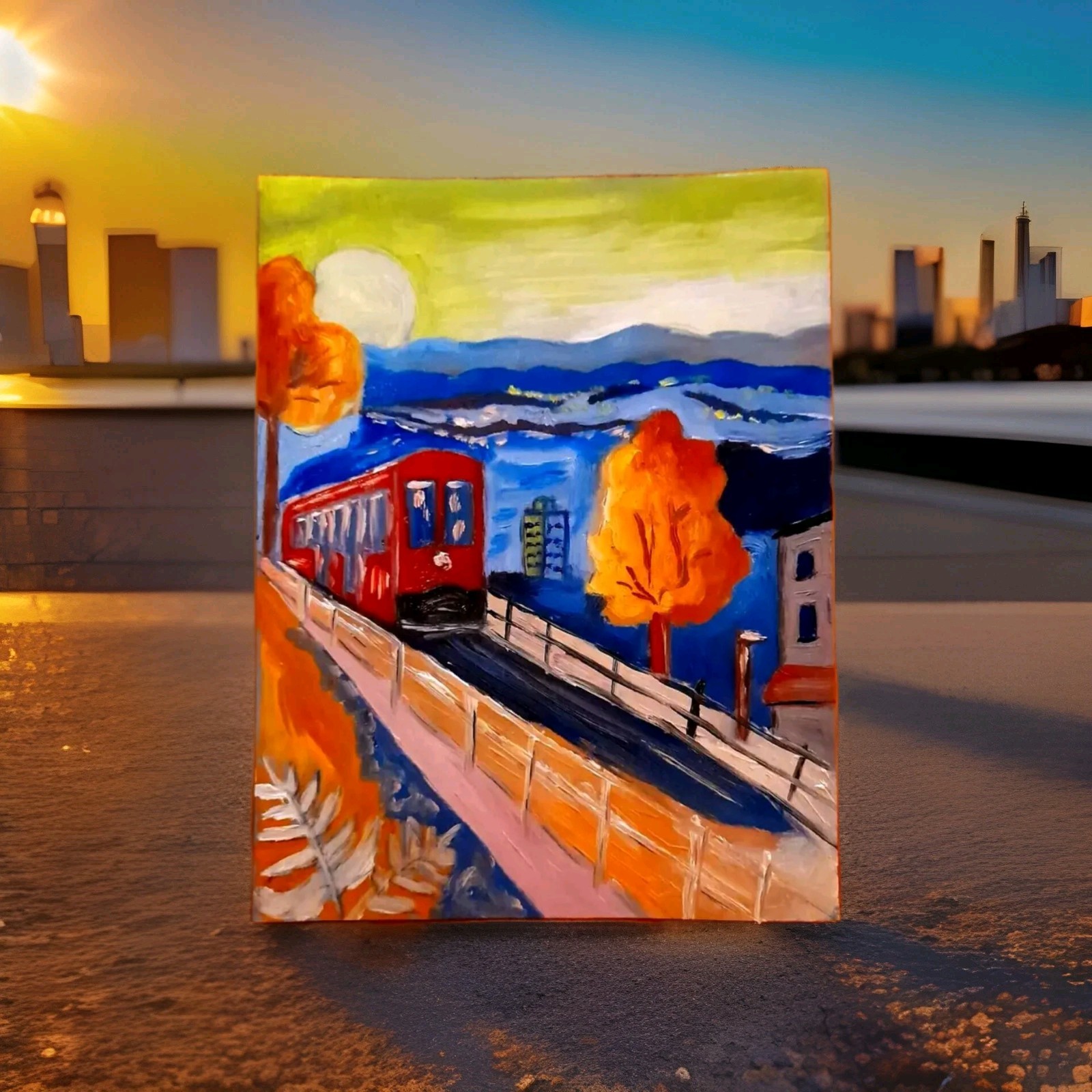 Original Oil Painting Wellington Cityscape Art New Zealand Artwork Fall Signed