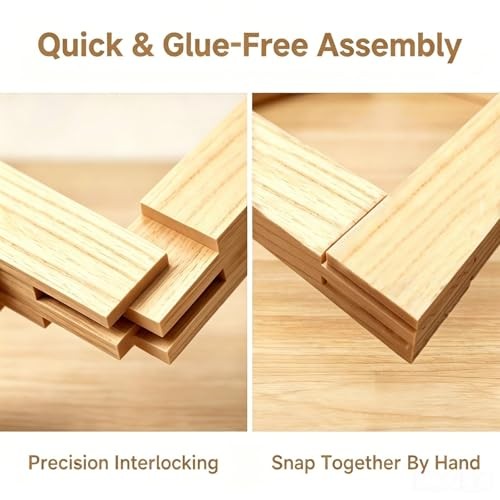 Mluyeri Needlepoint Stretcher Bars, 8Pcs Wooden Canvas Frame Kit with 50 Tacks