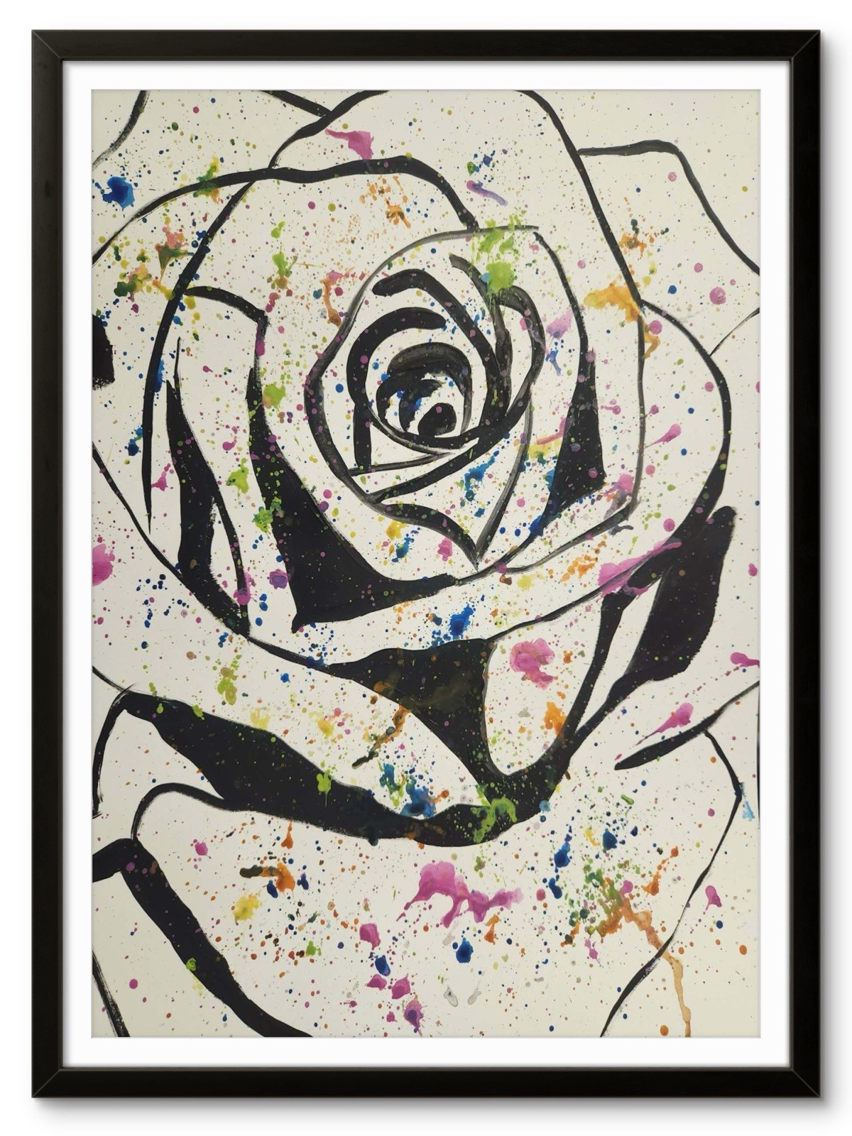 Abstract Rose Modern Unique Bold Art Acrylic Mixed Media Paper 12X16