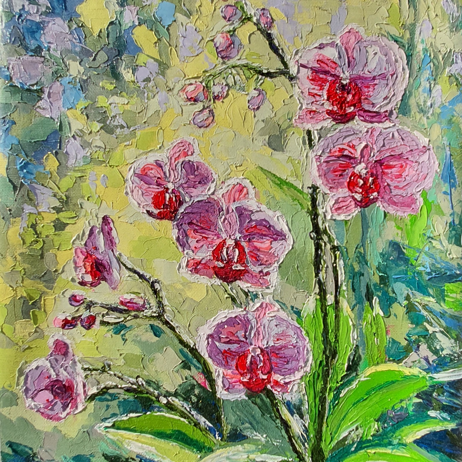 Orchid Flowers Painting Botanical Floral Art Pink Orchid Bloom Original Oil