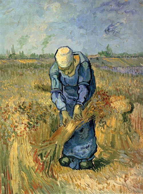 Oil painting vincent van gogh – Harvest autumn in field Netherlands landscape