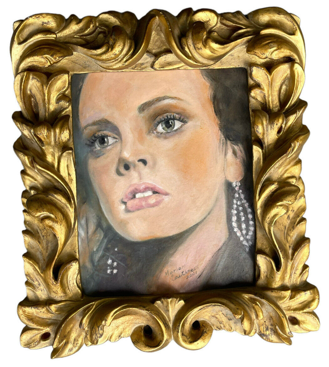 Art Baroque Frame Painting Original Womans Face Pop 80s Portrait Sexy Fashion