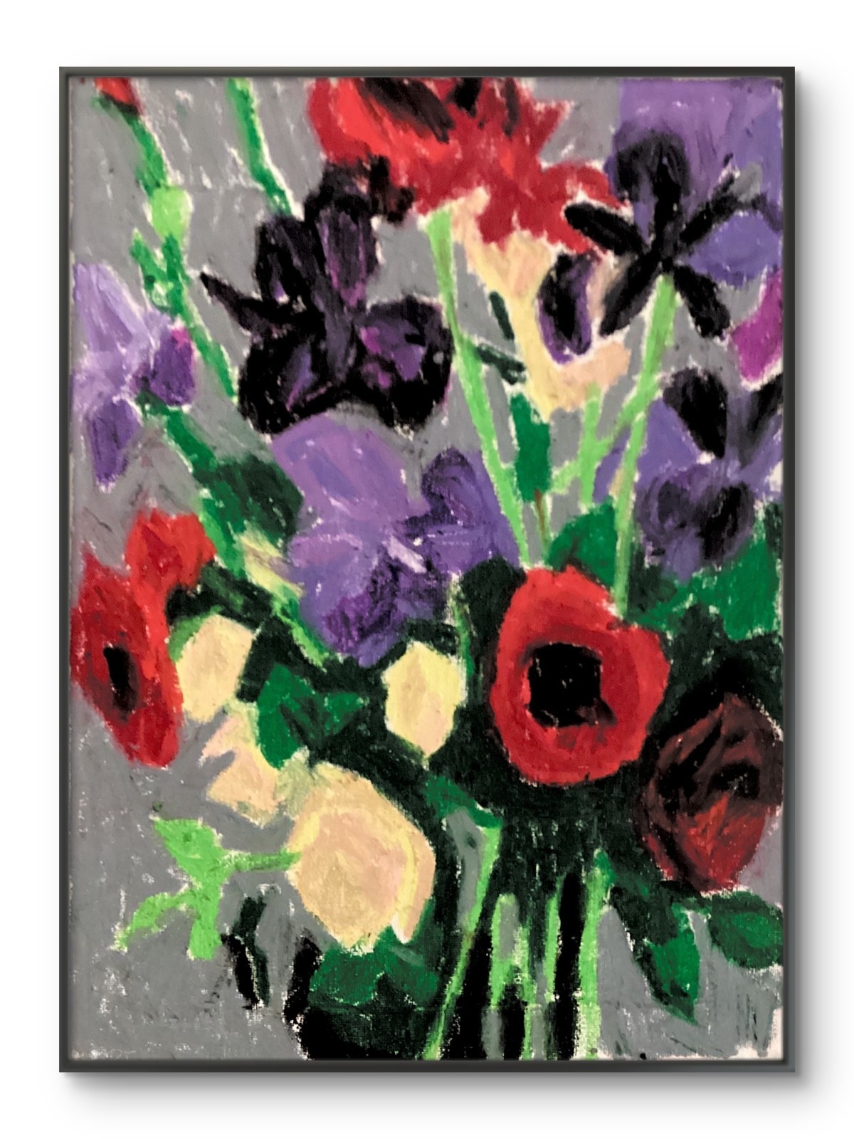 Abstract Moody Dark Red Purple Roses Wedding Flowers Canvas Art Original 11×14