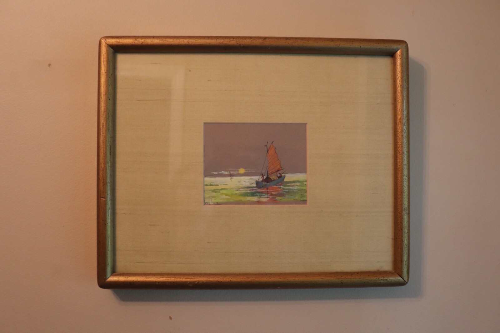James Eccles Original Watercolor Sailboat at Sea Frame Dimensions 12″ x 15″ 1950