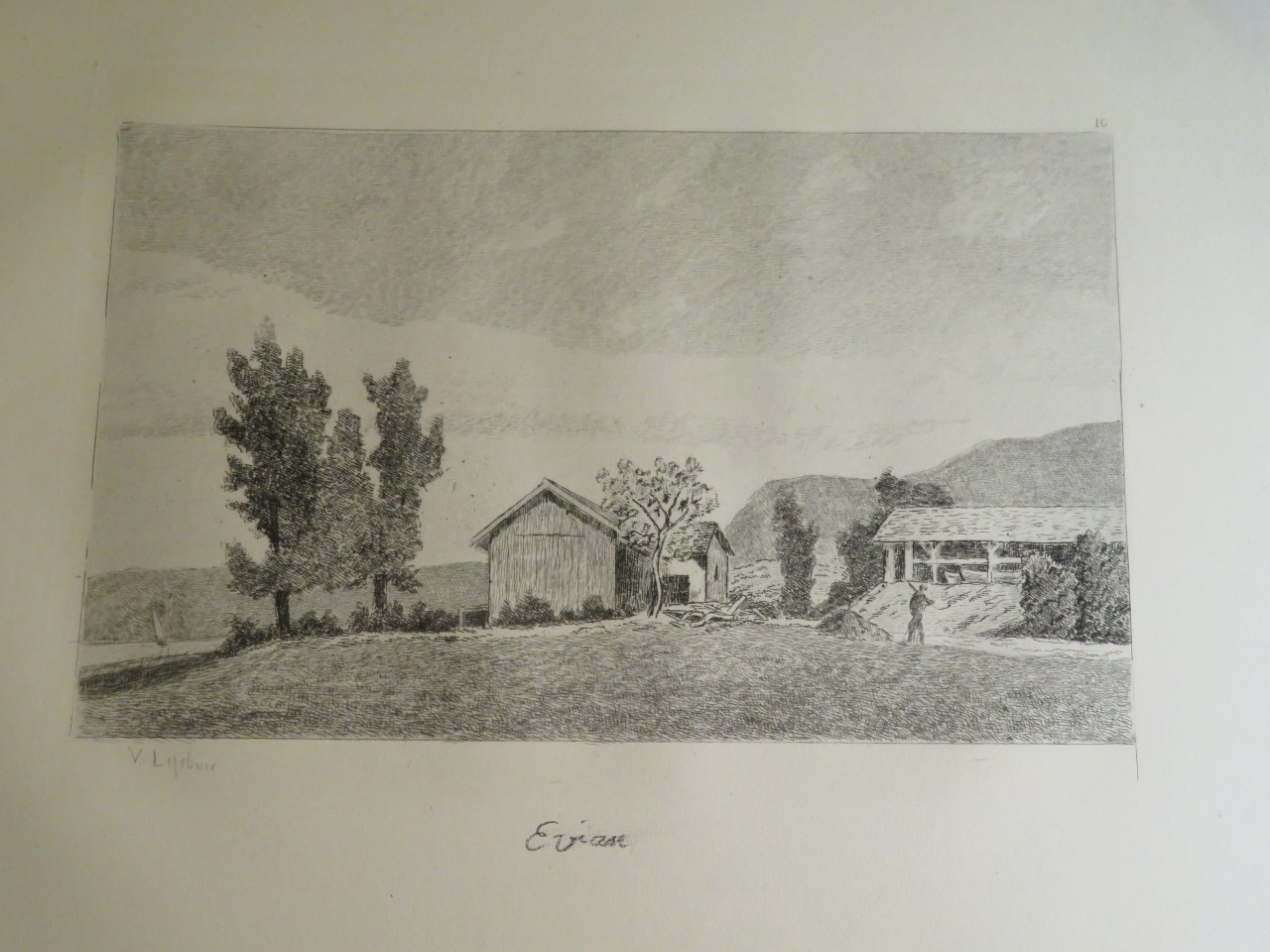 VALERE LEFEBVRE 1812-1902 ENGRAVING EAU FORTE EVIAN LAC LEMAN HAUTE SAVOIE 19…