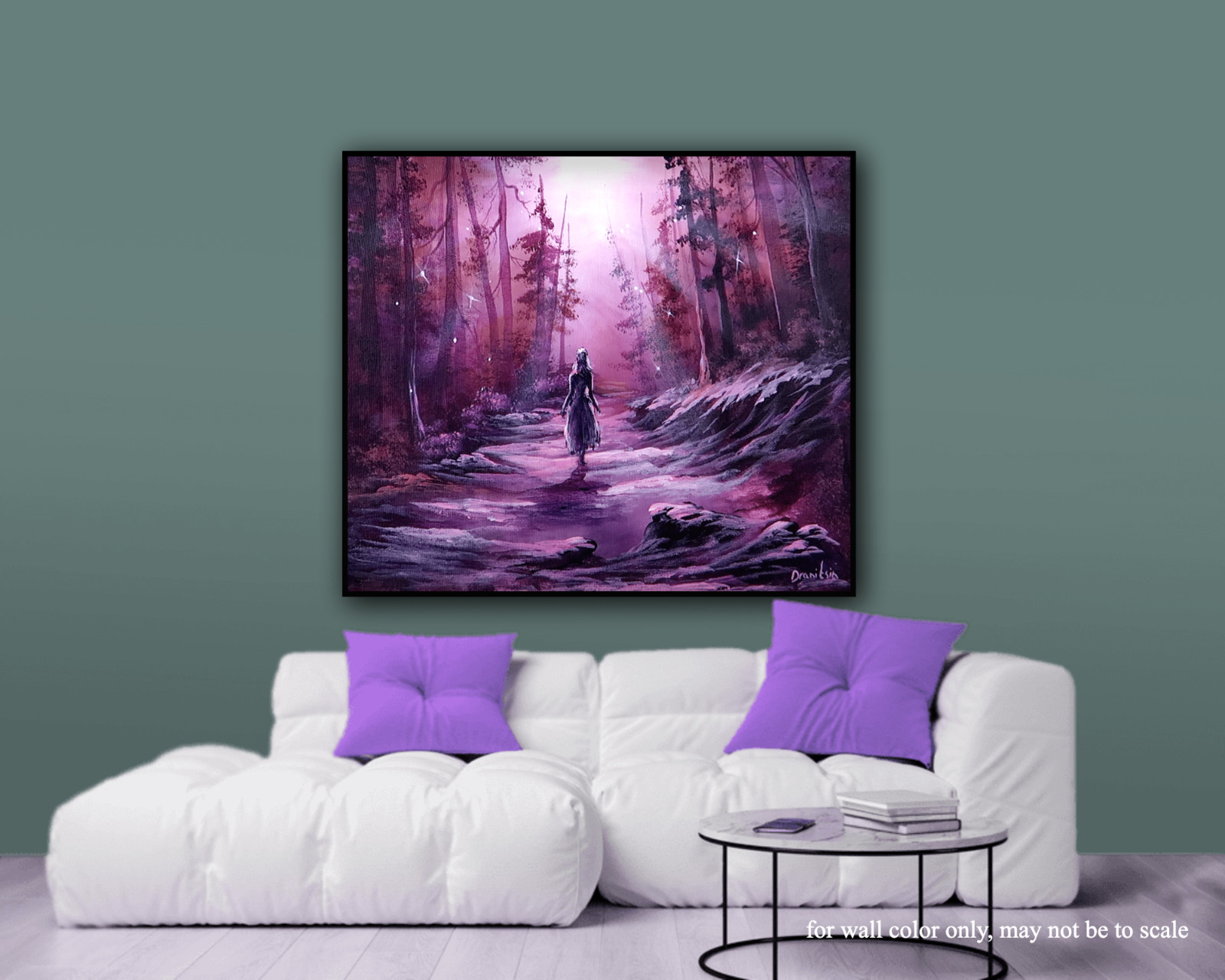 Original Acrylic Landscape Painting 12×14″ Guided by Moonlight Wall Art
