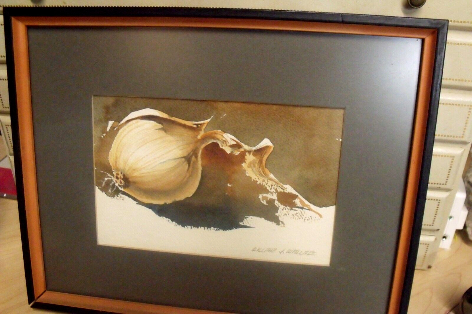 WILLIAM V. WALLACE 5″ BY 7″ ONION STILL LIFE WATERCOLOR