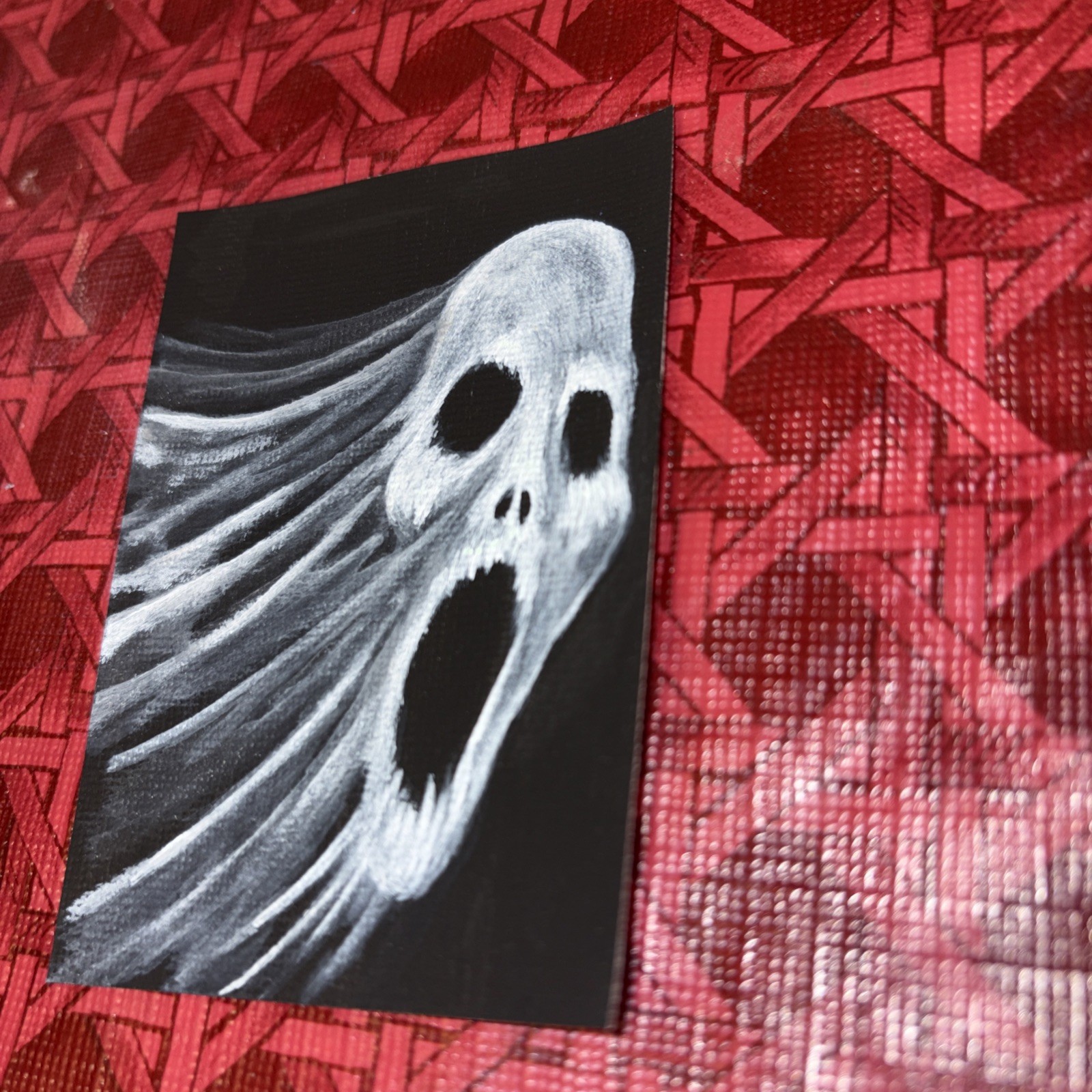 ACEO PRINT Acrylic Painting ATC Miniature Horror Ghost Halloween Scary