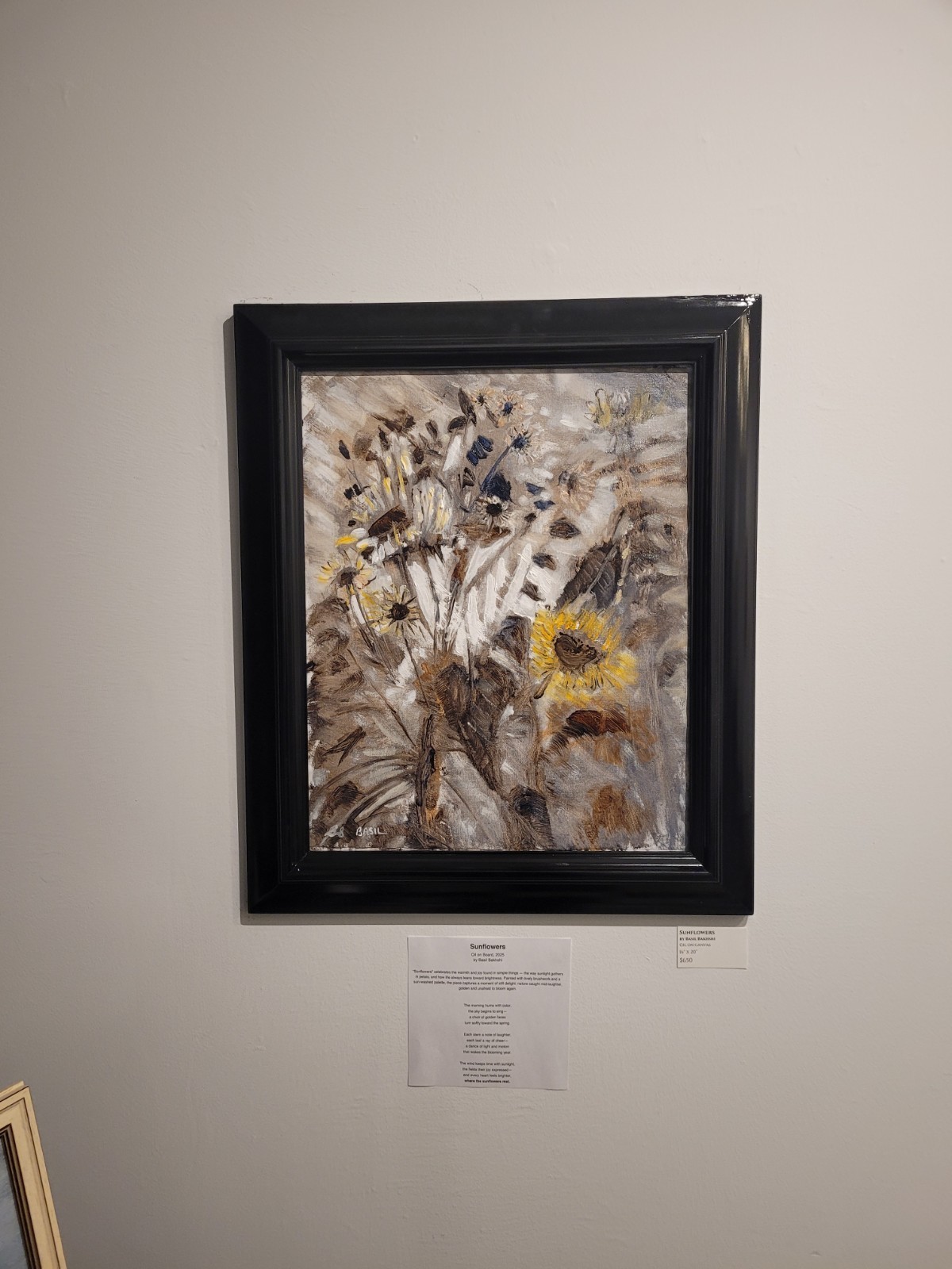 Sunflowers First Light Oil Painting 16×20 Abstract Expressionism Wall Art