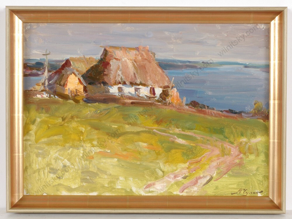 Mikola Chulko (1947-2014) «House by the river», Oil Painting, 1970s (1)